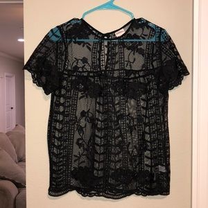 black sheer lace top
